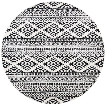 Safavieh 12 x 12 ft. Tulum Power Loomed Round Area Rug; Ivory & Black TUL272B-12R